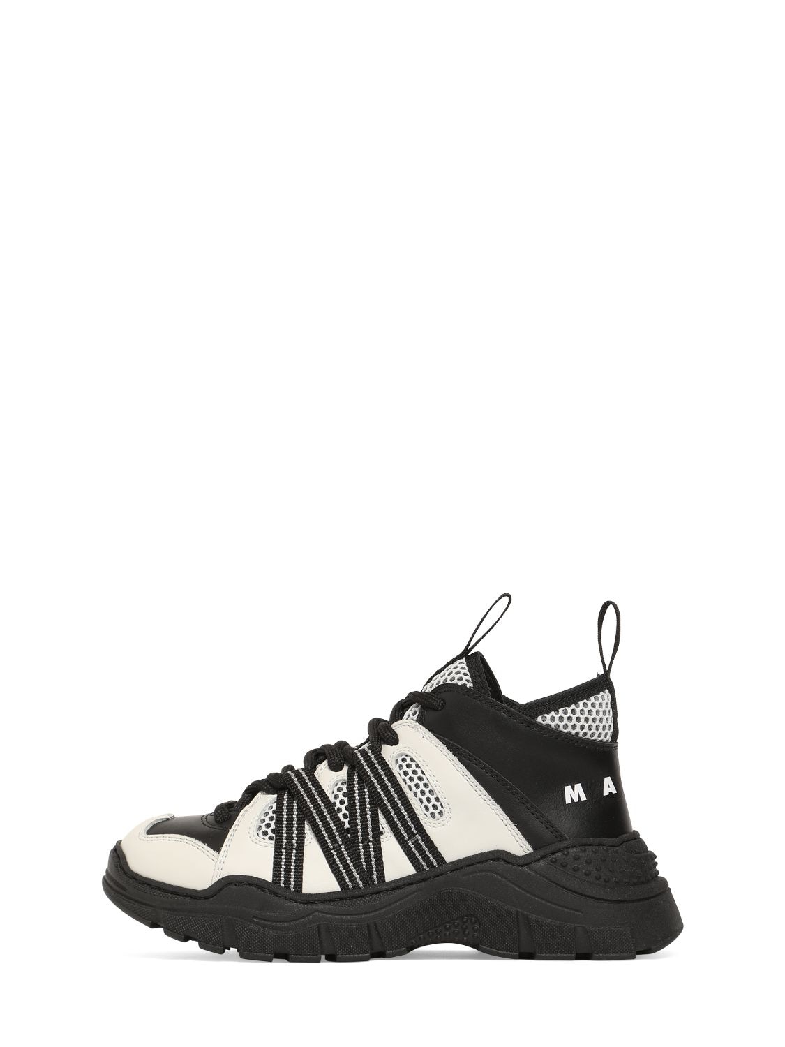 Image of Nylon & Leather Lace-up Sneakers