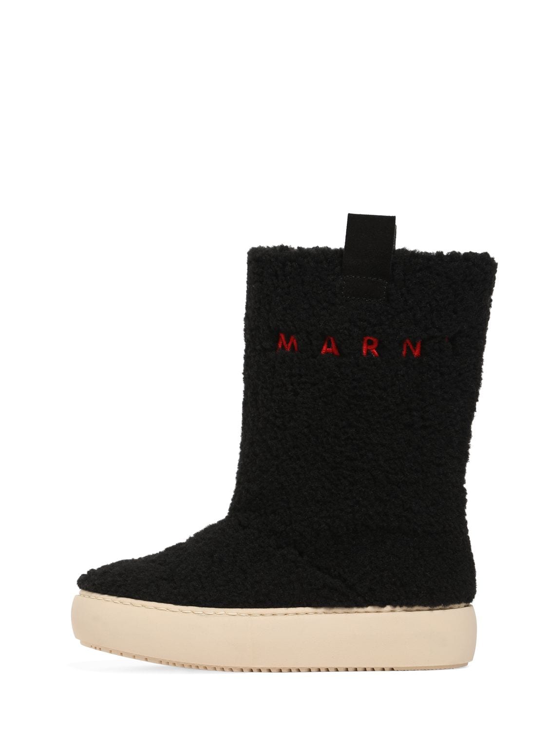 Marni Junior Kids' Faux Fur Boots W/logo In Black