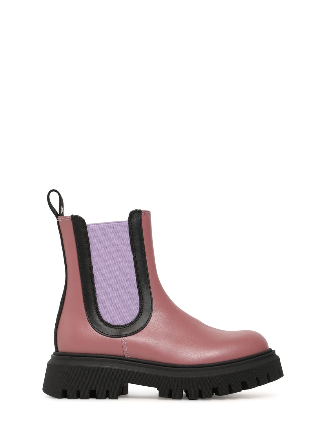 Marni Junior Kids' Leather Boots W/logo In Pink