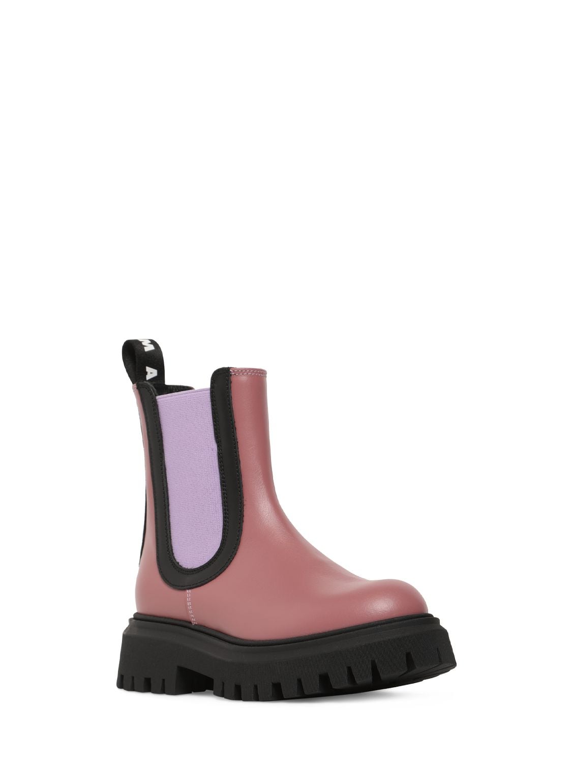 Shop Marni Junior Leather Boots W/logo In Pink