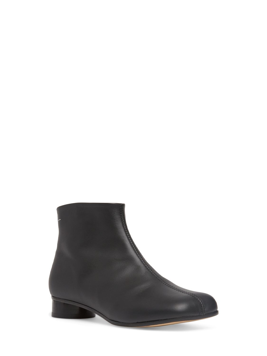 Shop Mm6 Maison Margiela Tabi Leather Ankle Boots In Black