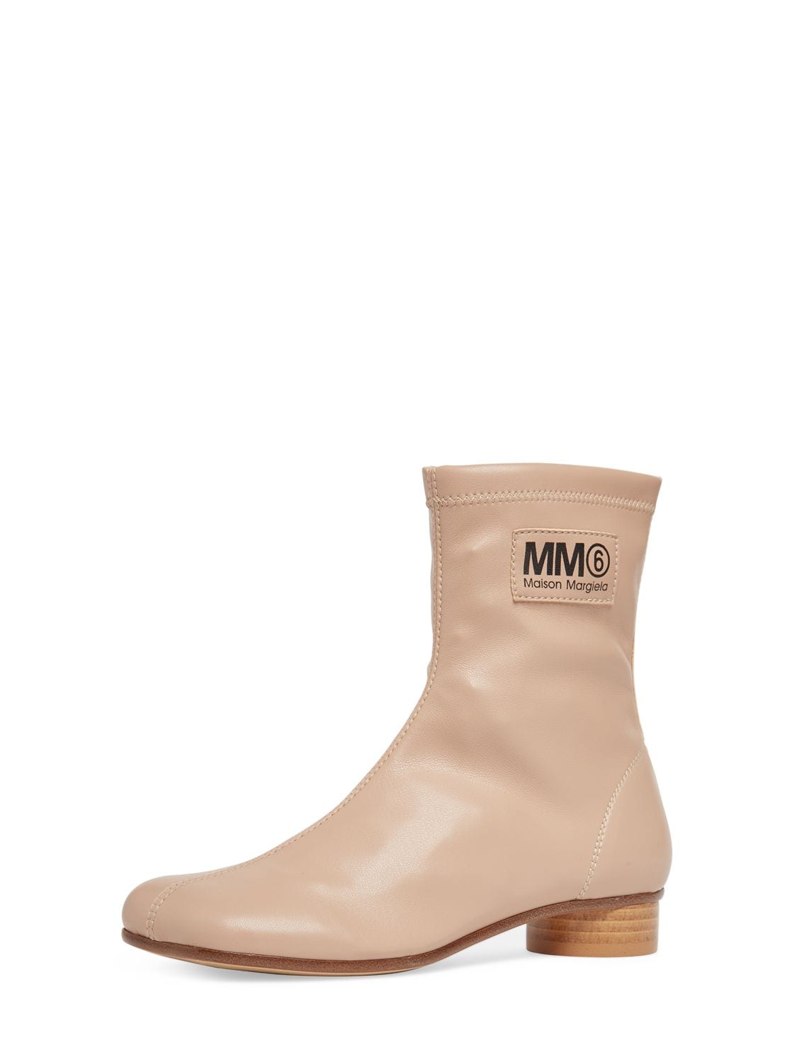 Shop Mm6 Maison Margiela Faux Leather Ankle Boots W/logo In Pink