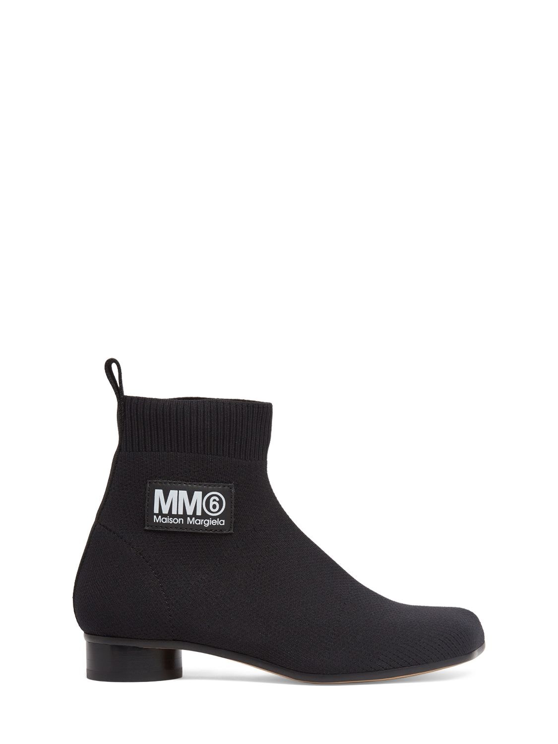 Mm6 Maison Margiela Kids' Knit Ankle Boots W/logo In Black