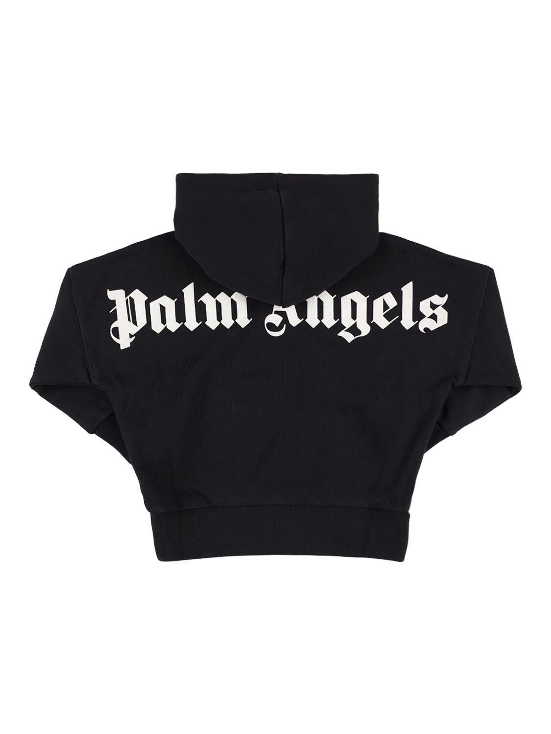 Shop Palm Angels Classic Logo Cotton Jersey Hoodie In Black,white