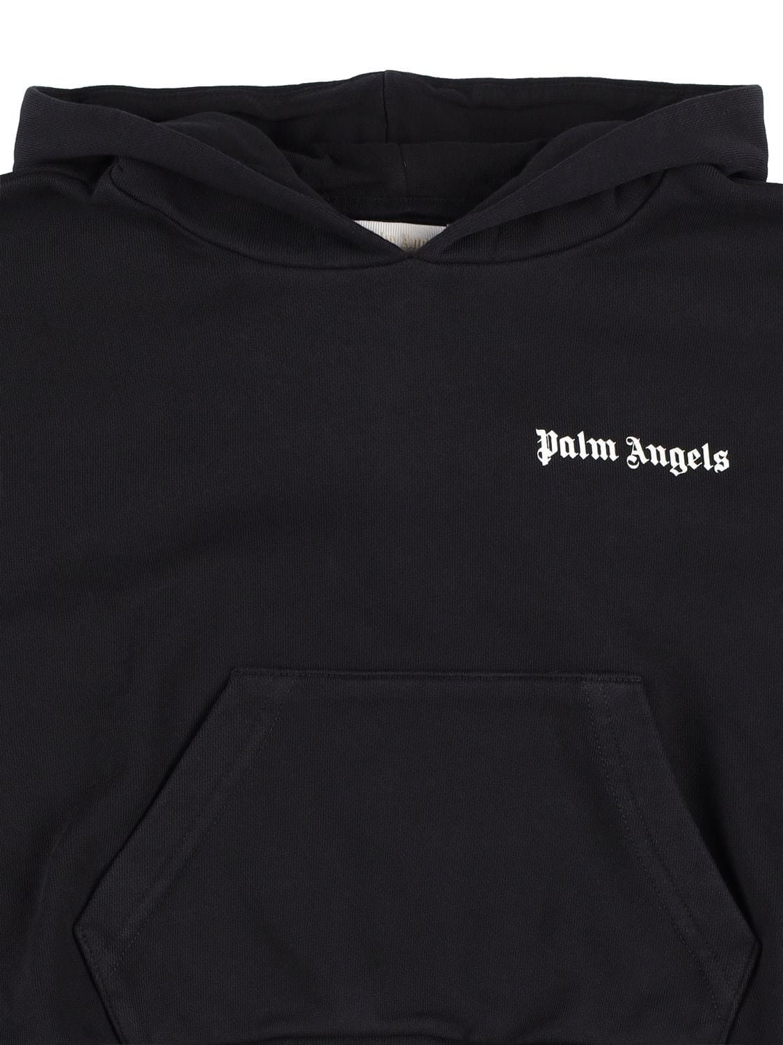 Shop Palm Angels Classic Logo Cotton Jersey Hoodie In Black,white