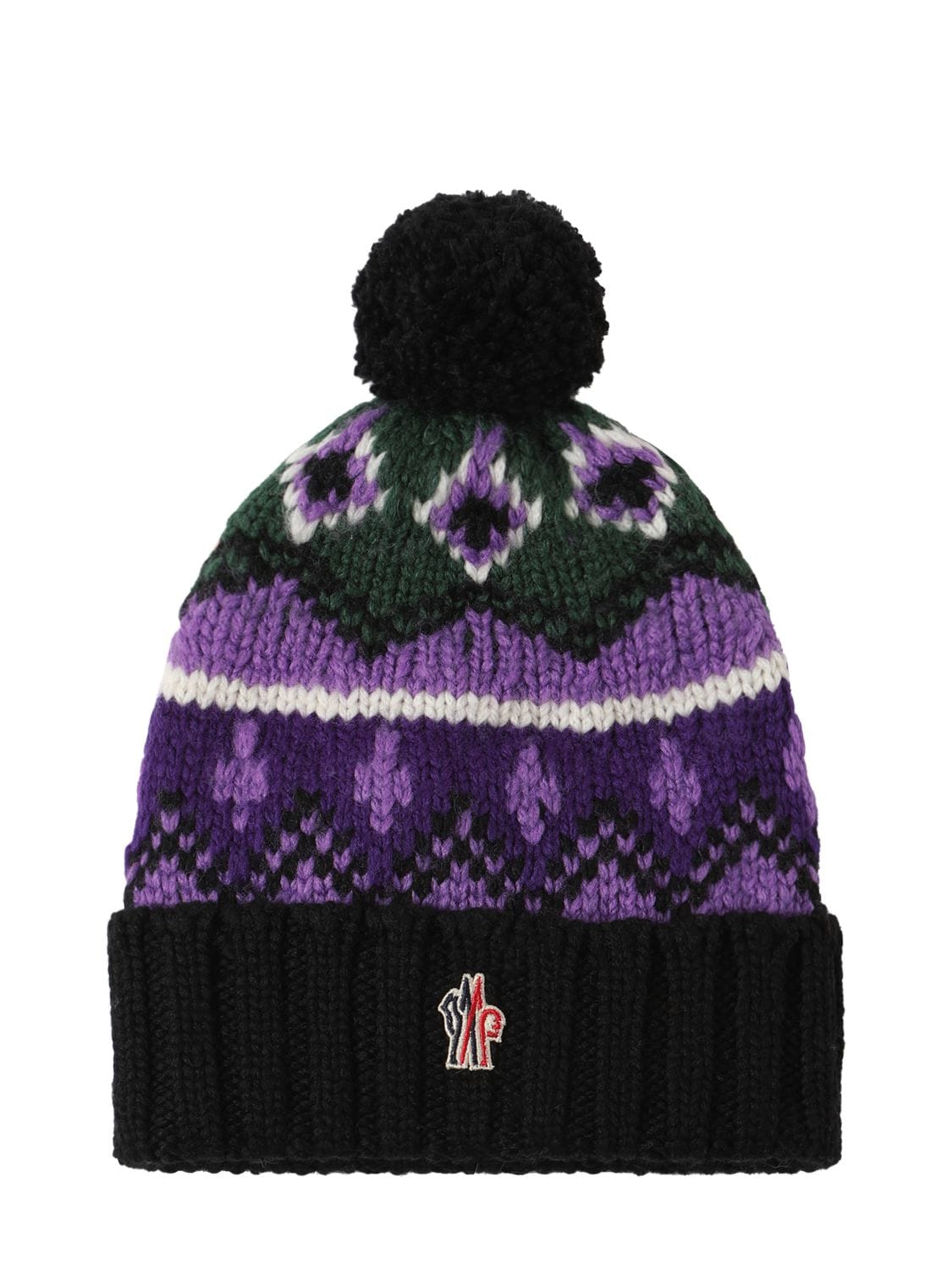 Moncler Babies' 羊毛混纺经编针织便帽 In Purple