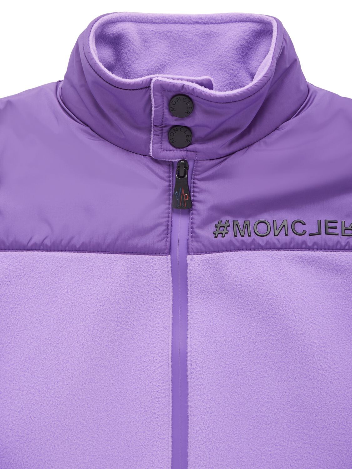 Shop Moncler Stretch Polar Fleece Zip-up Sweatshirt In Purple