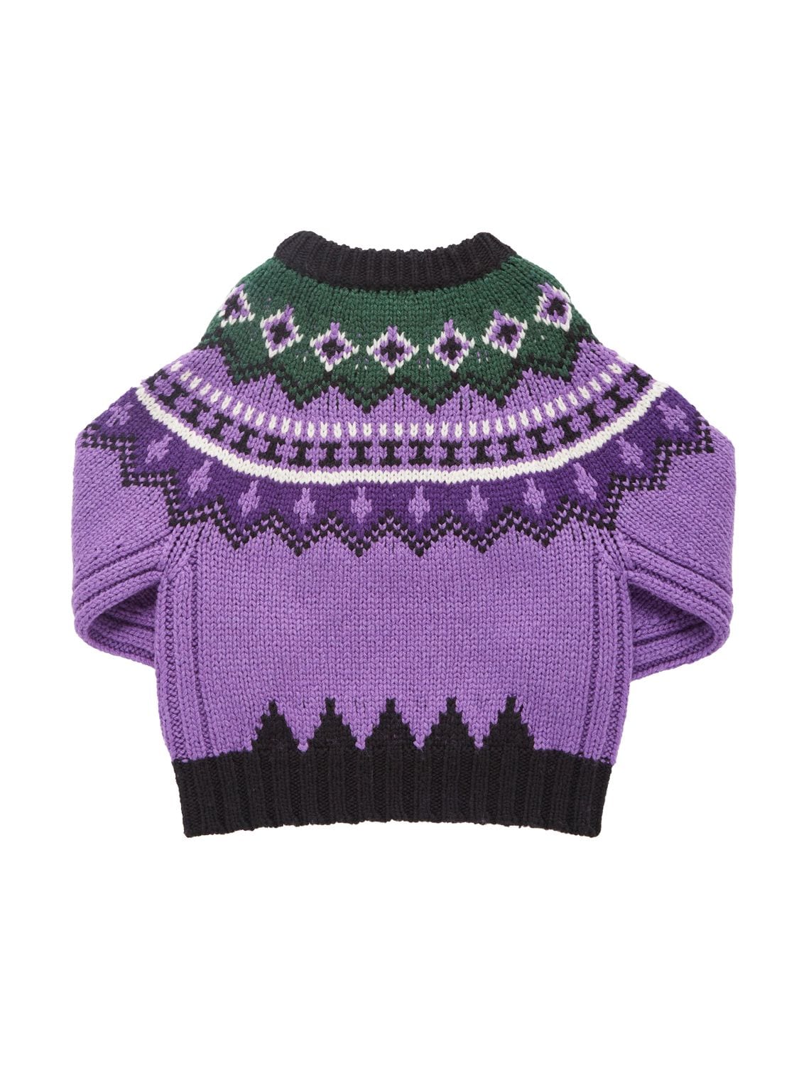 Shop Moncler Wool Blend Chain Crewneck Sweater In Purple