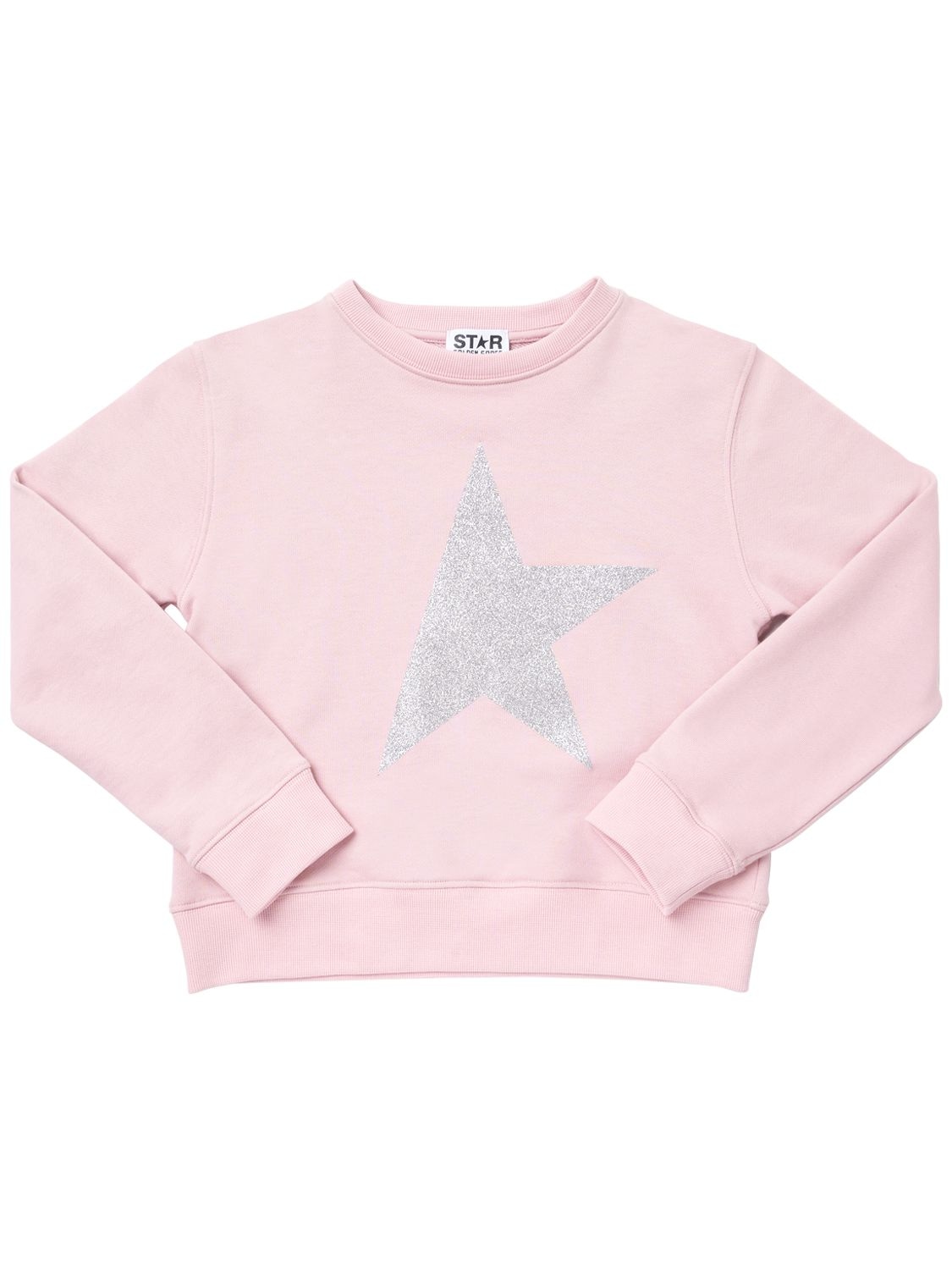 Shop Golden Goose Logo Print Cotton Jersey Sweatshirt In Pink