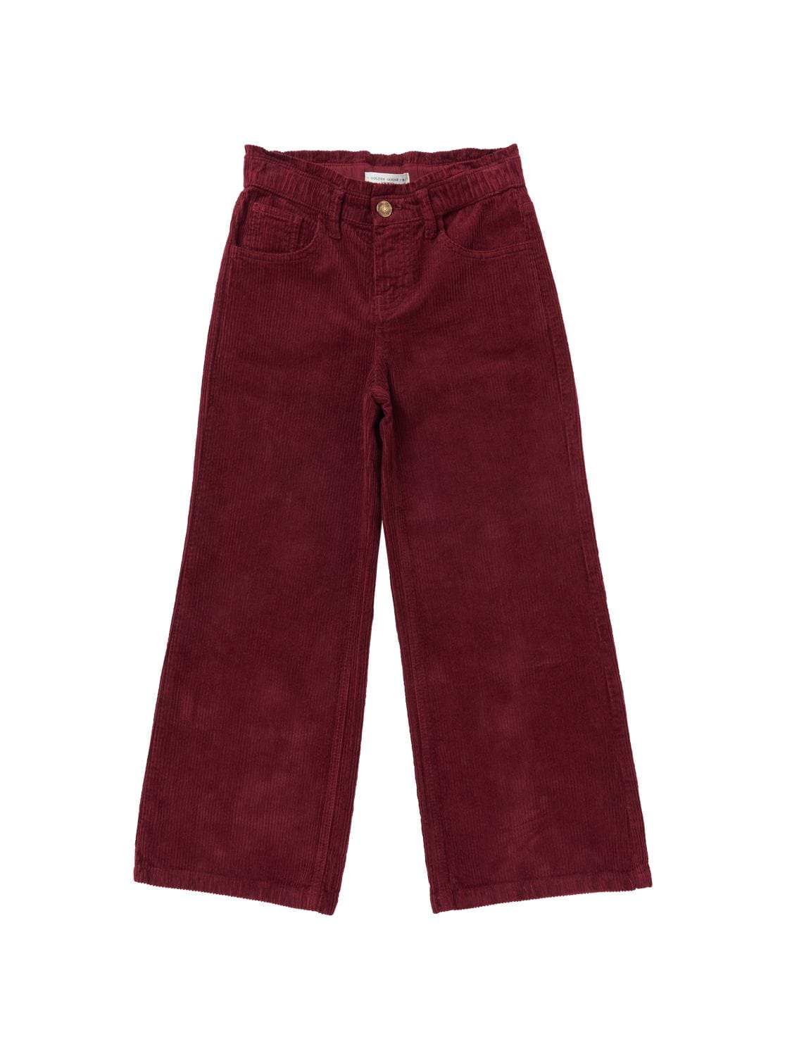 Golden Goose Kids' Embroidered Cotton Corduroy Trousers In Bordeaux