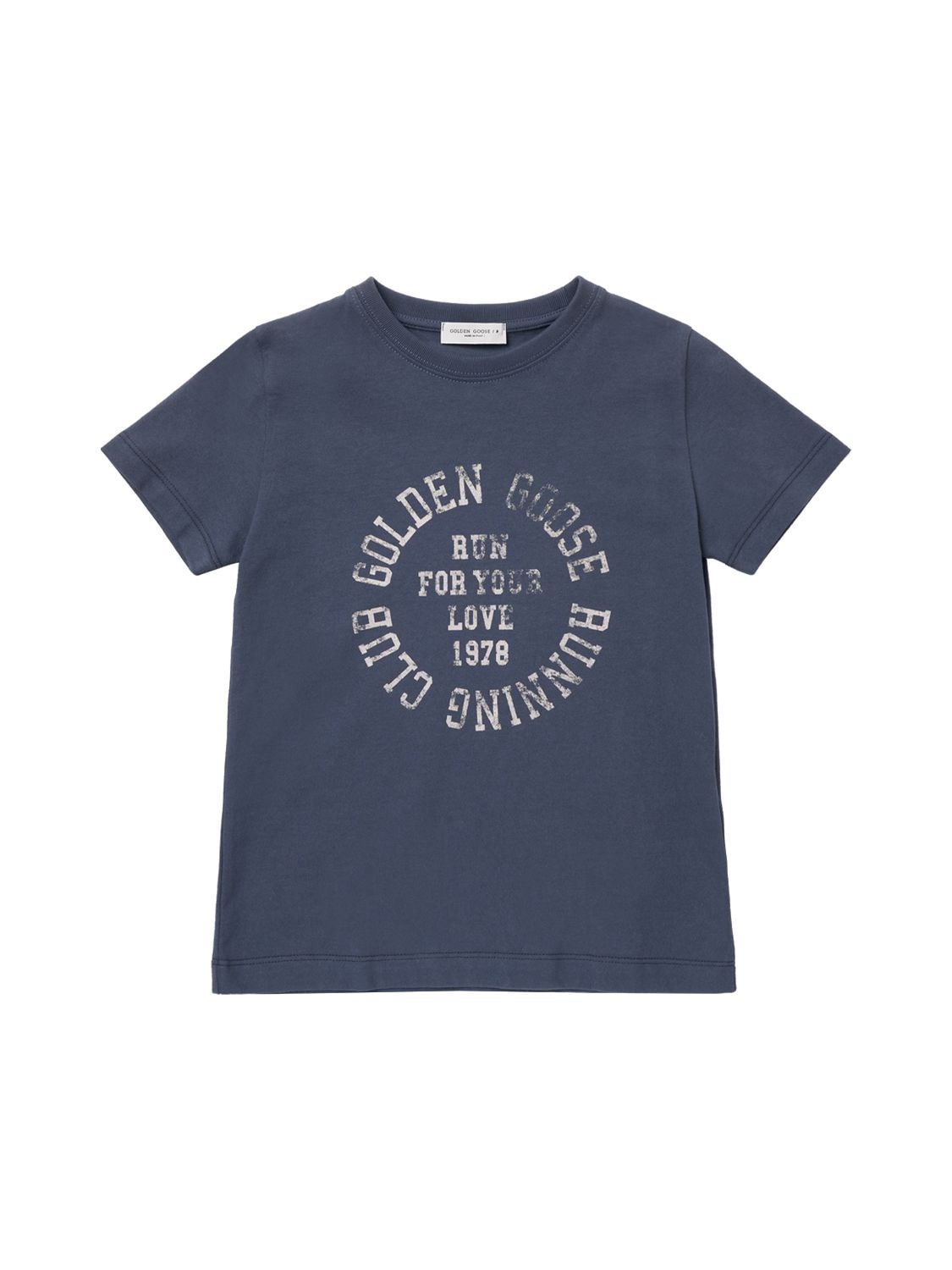 Golden Goose Kids' Printed Cotton Jersey T-shirt In Blue