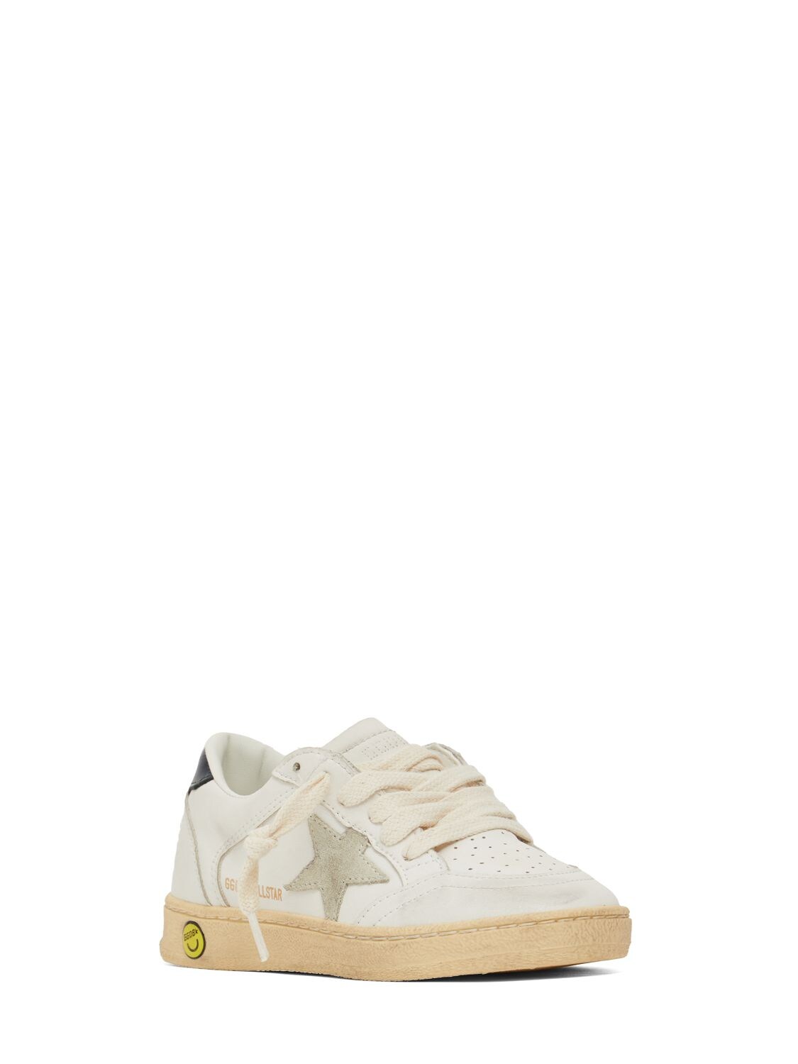 Shop Golden Goose Ballstar Leather Lace-up Sneakers In White