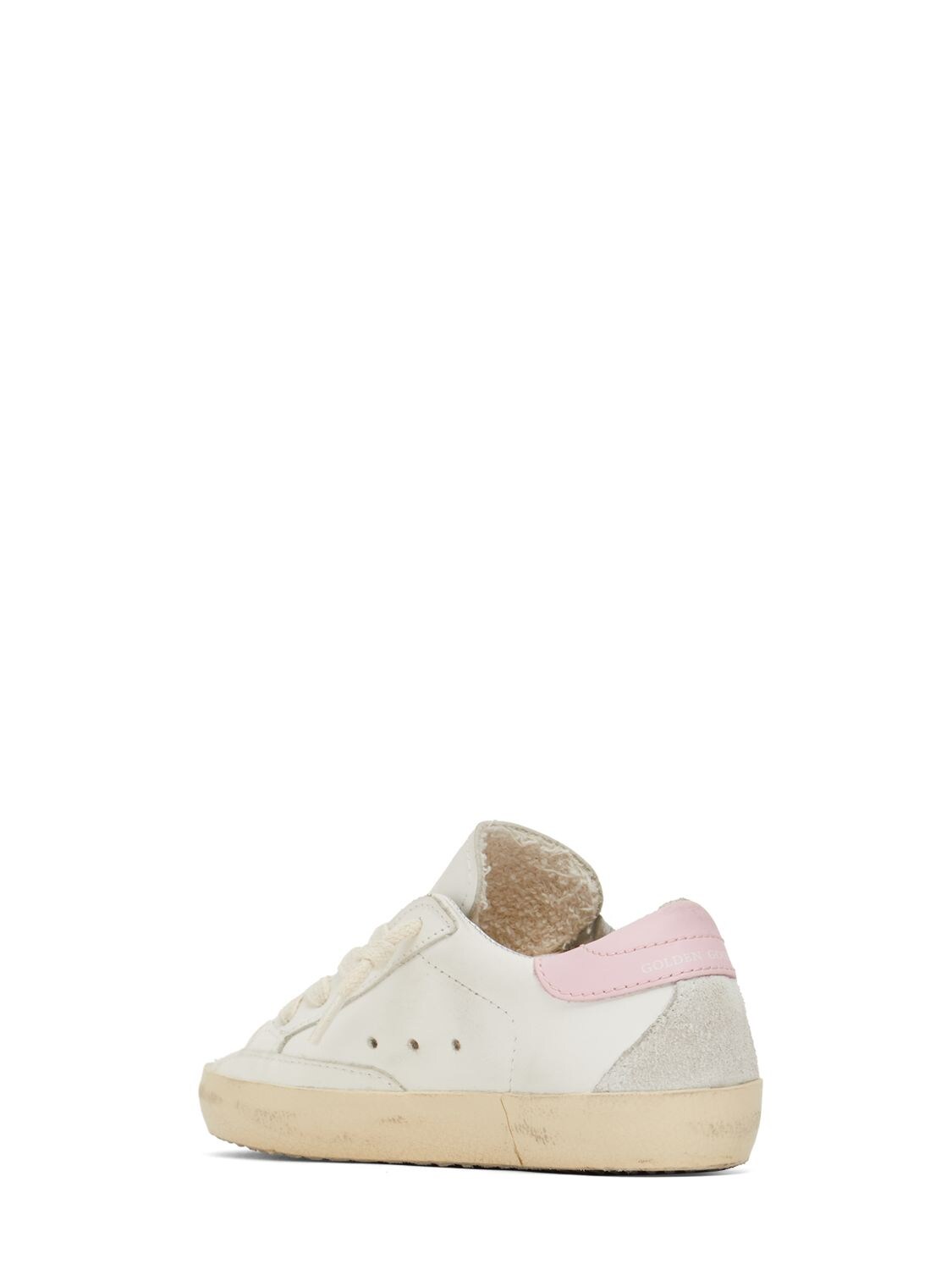 Shop Golden Goose Super-star Leather Lace-up Sneakers In White,pink