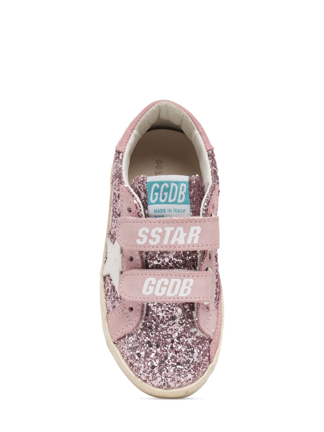 Shop Golden Goose Old School Glittered Strap Sneakers In Pink