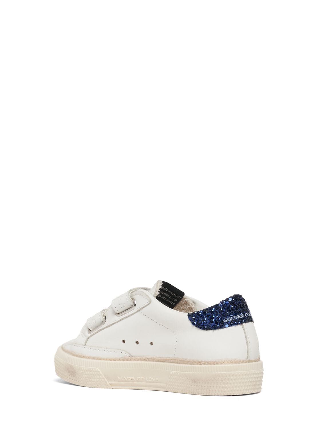 Shop Golden Goose May School Leather Strap Sneakers In White,fucsia