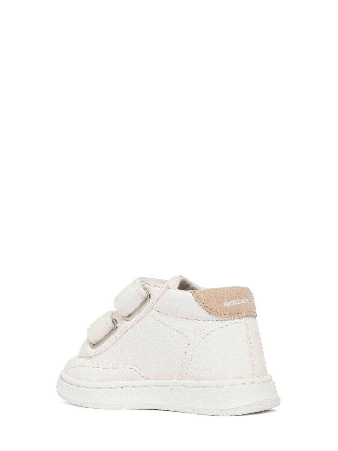 Shop Golden Goose June Leather Strap Sneakers In Cream