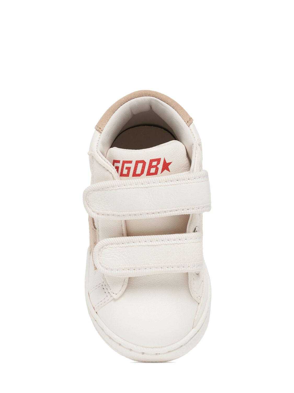 Shop Golden Goose June Leather Strap Sneakers In Cream