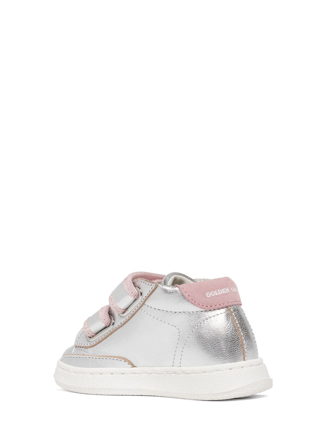 Shop Golden Goose June Laminated Strap Sneakers In Silver,pink