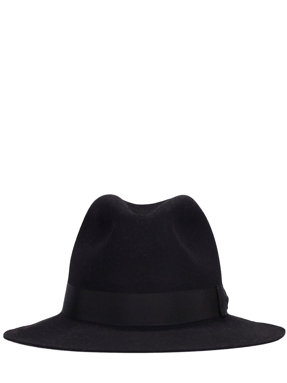 Borsalino 6cm U.s.a. Flag Q.s. Felt Hat In Black