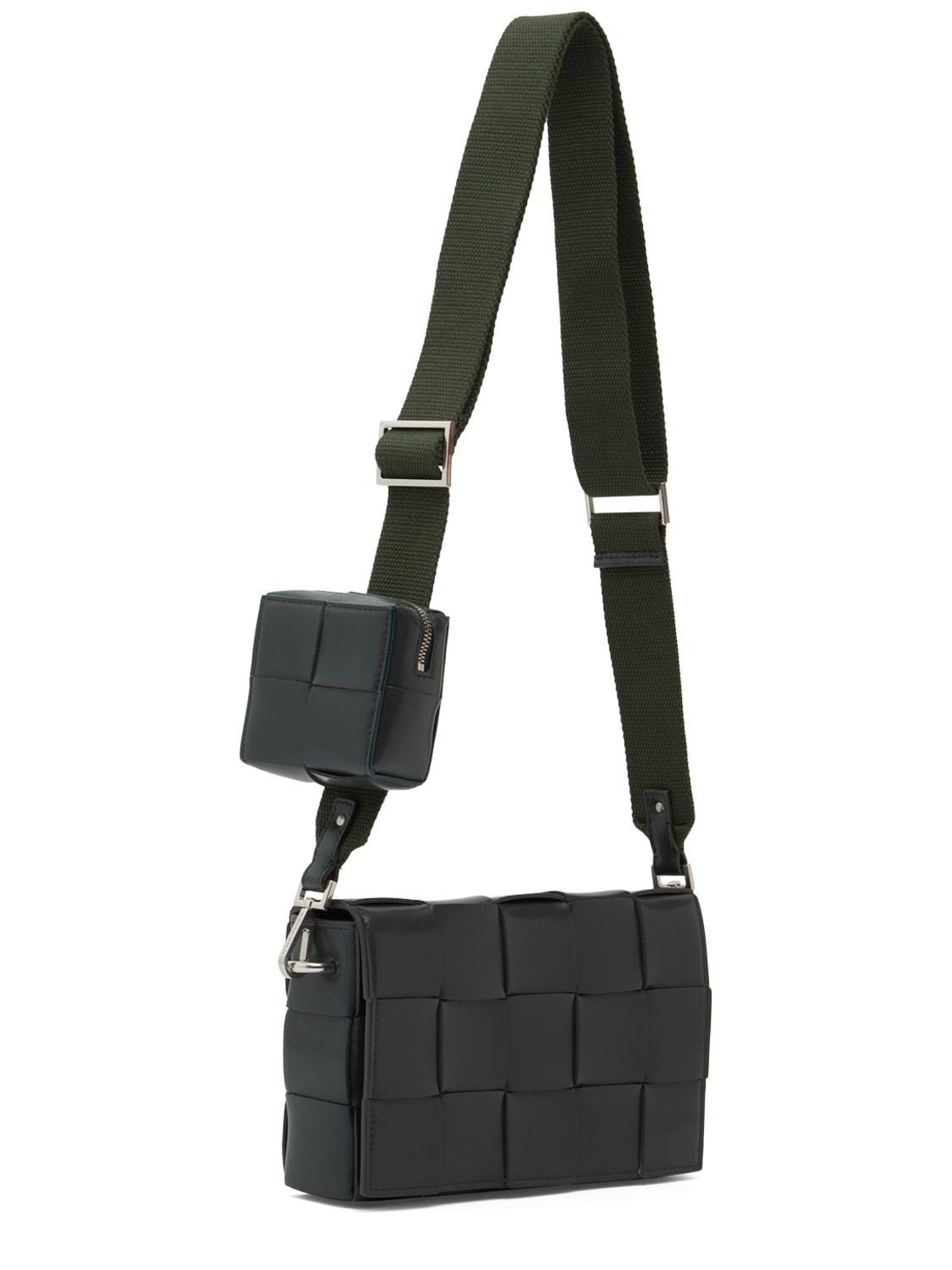 Bottega Veneta Men's Cassette Intreccio Leather Crossbody Bag In