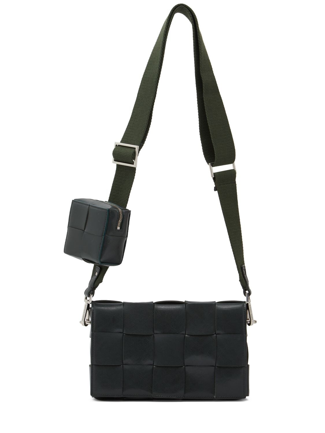 Shop Bottega Veneta Medium Intreccio Leather Crossbody Bag In Dark Green