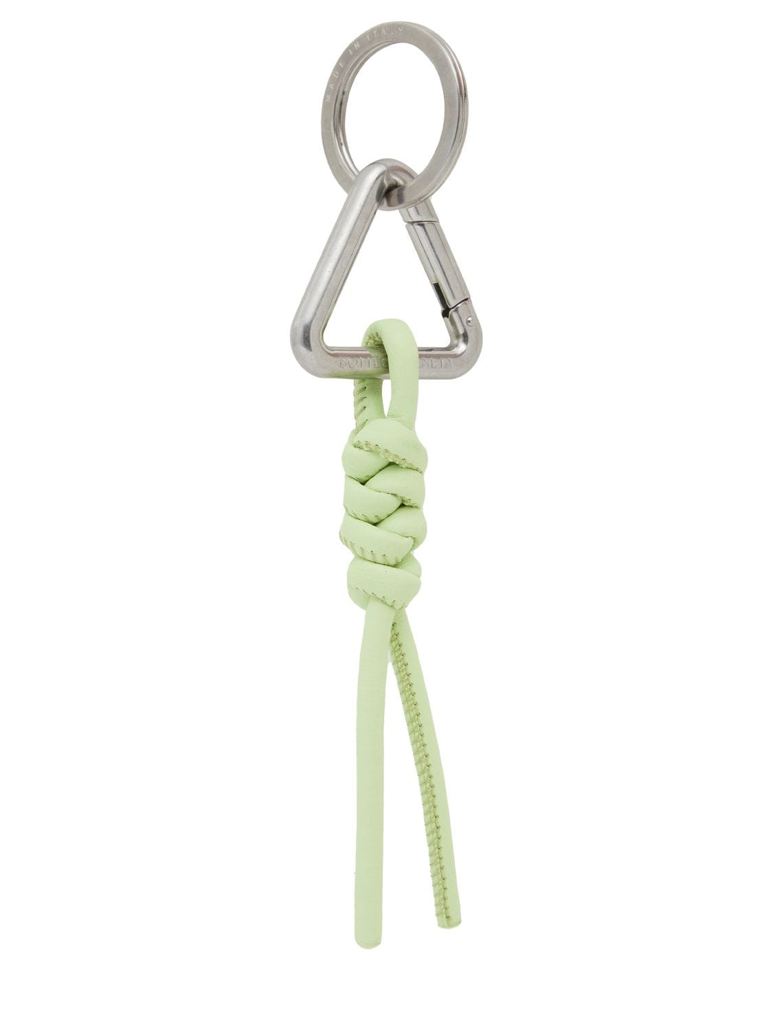 Bottega Veneta Triangle Leather Key Ring In Green