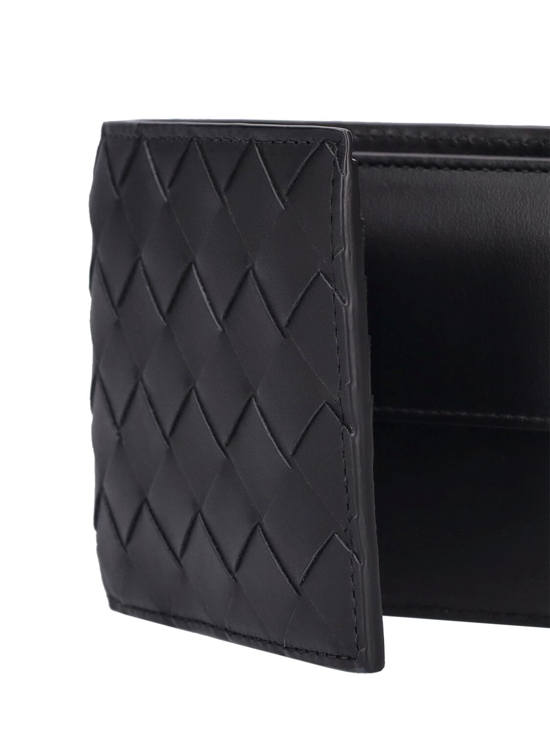 Shop Bottega Veneta Intrecciato Leather Wallet W/coin Purse In Black