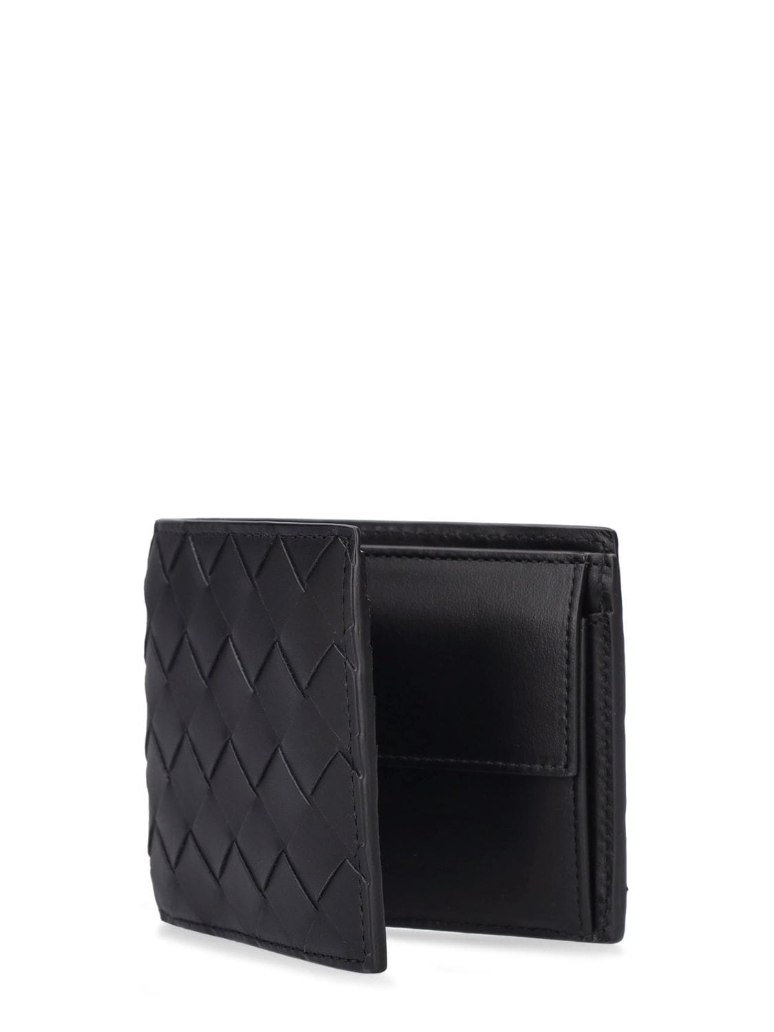 Shop Bottega Veneta Intrecciato Leather Wallet W/coin Purse In Black