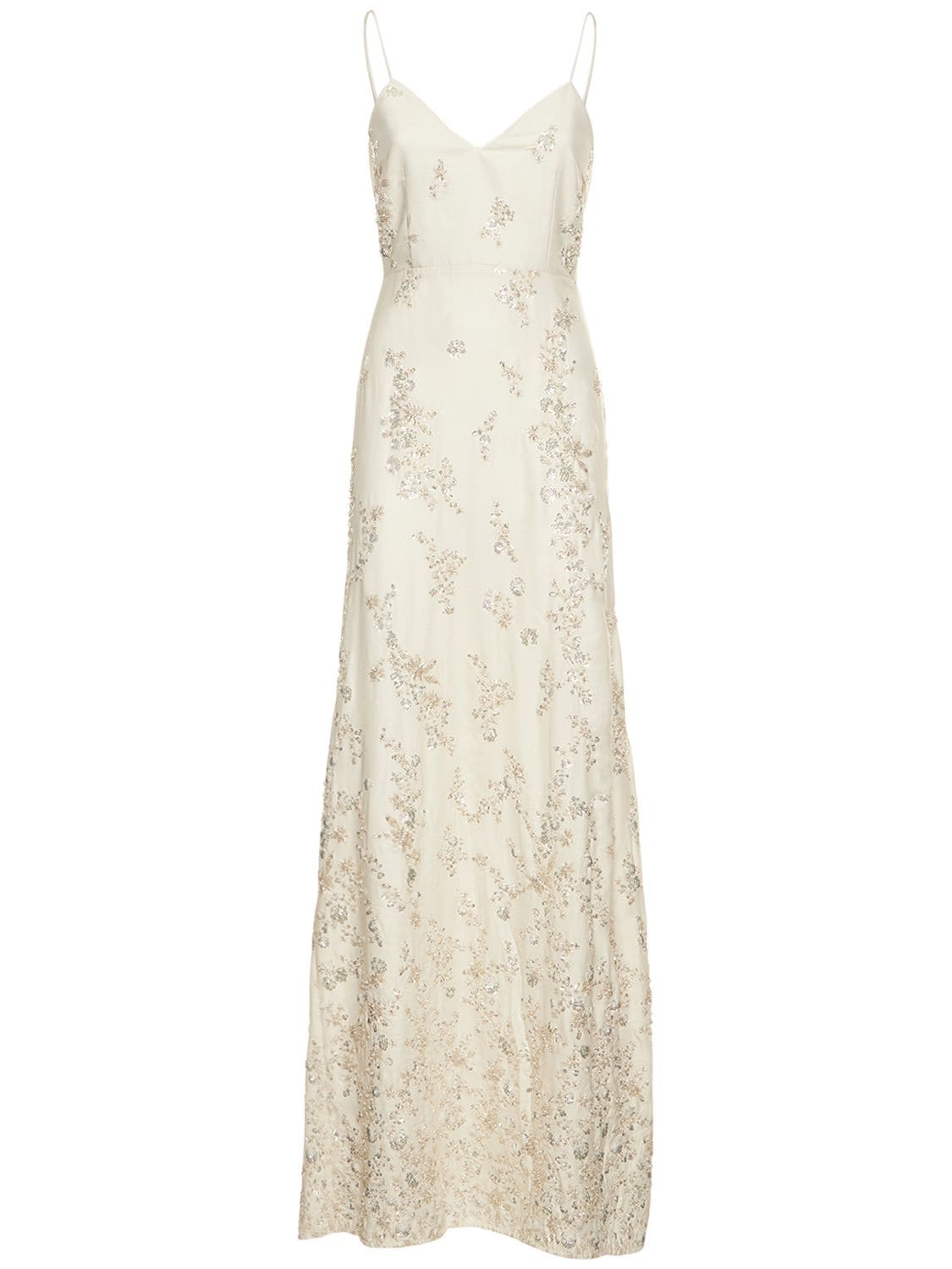 Self-portrait Embroidered Maxi Dress In White