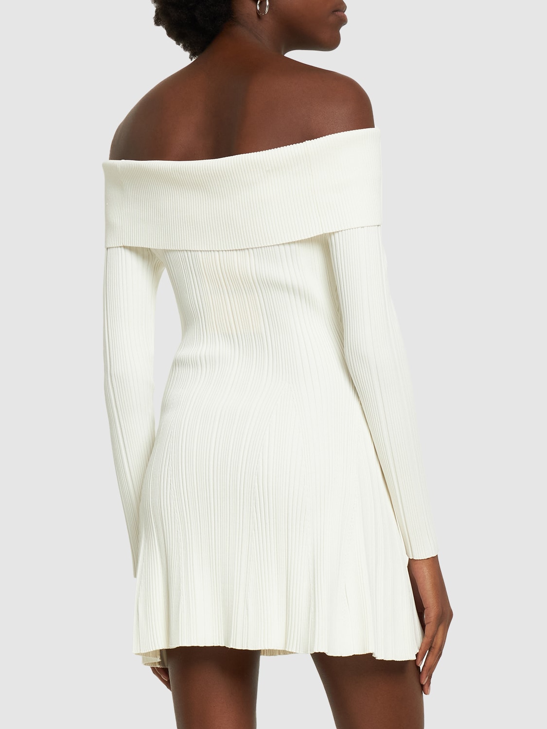 Self-portrait Viscose Knit Mini Dress In White