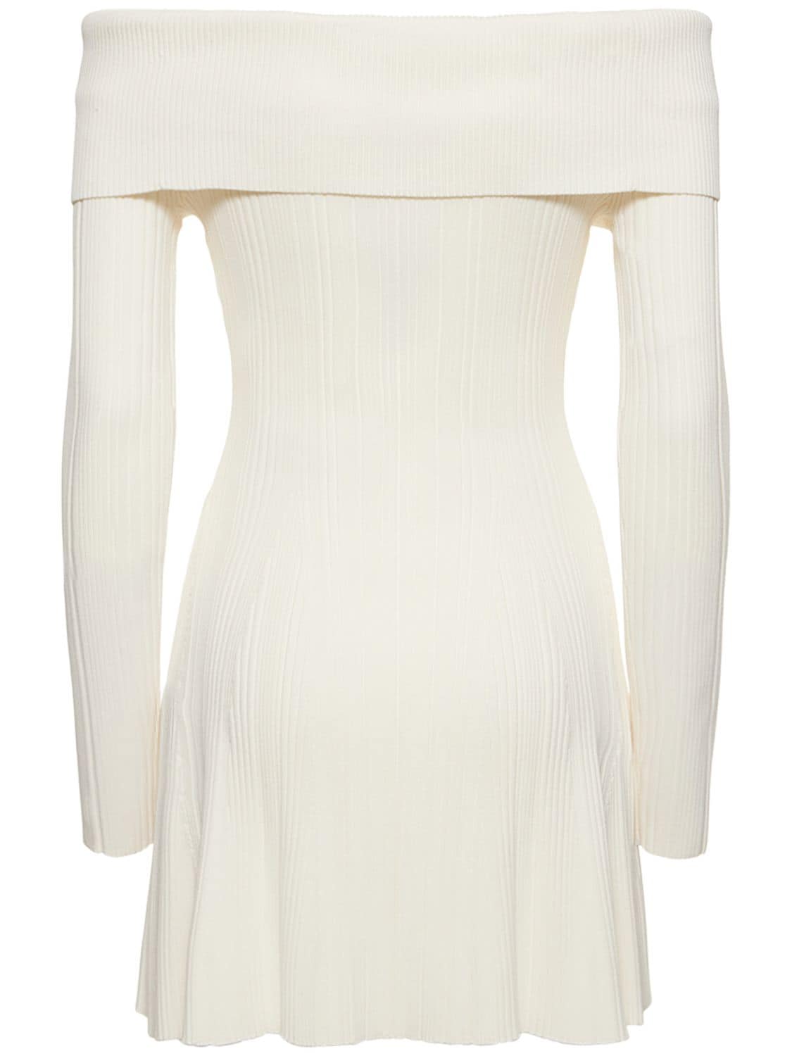 Self-portrait Viscose Knit Mini Dress In White
