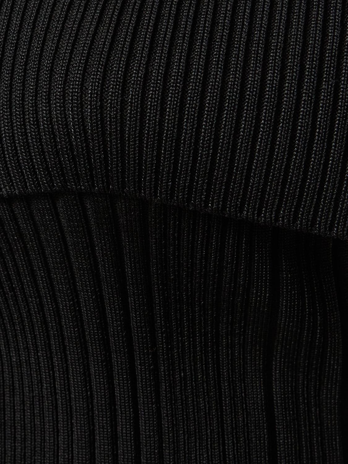 Shop Self-portrait Rib Knit Viscose Top In Black