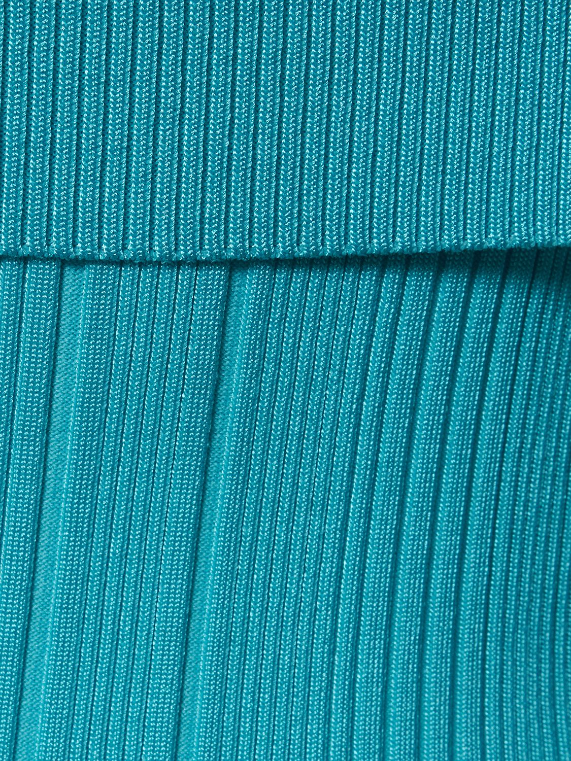 Shop Self-portrait Rib Knit Viscose Maxi Dress In Blue
