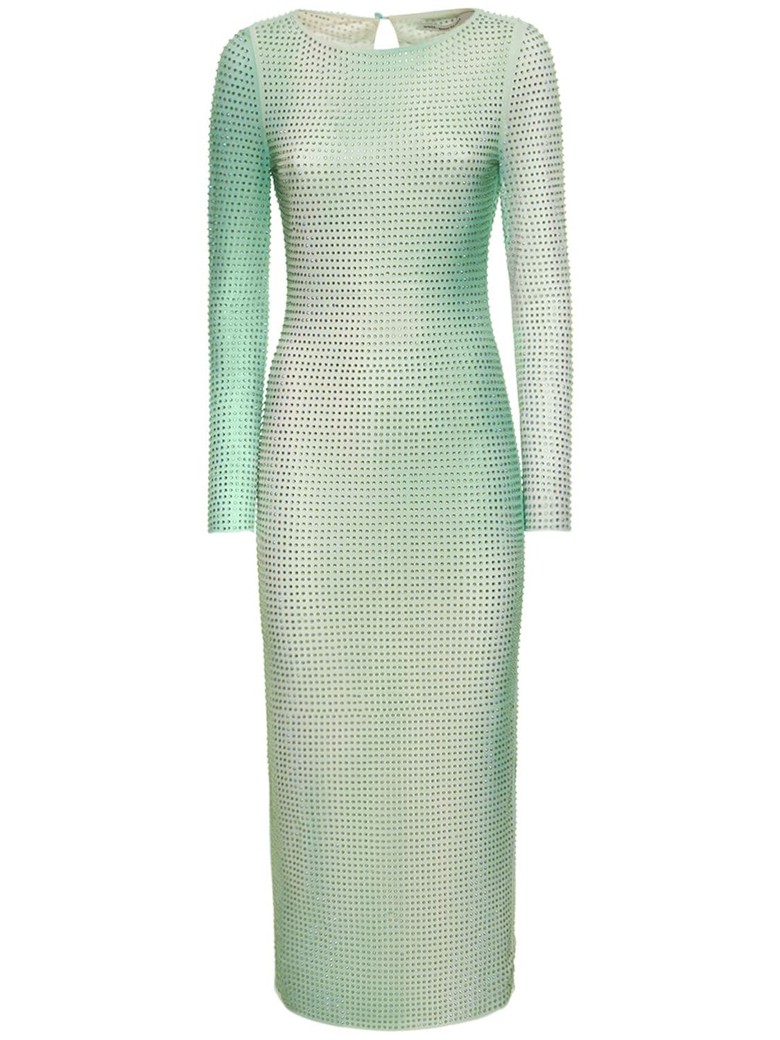 Embellished Gradient Print Midi Dress