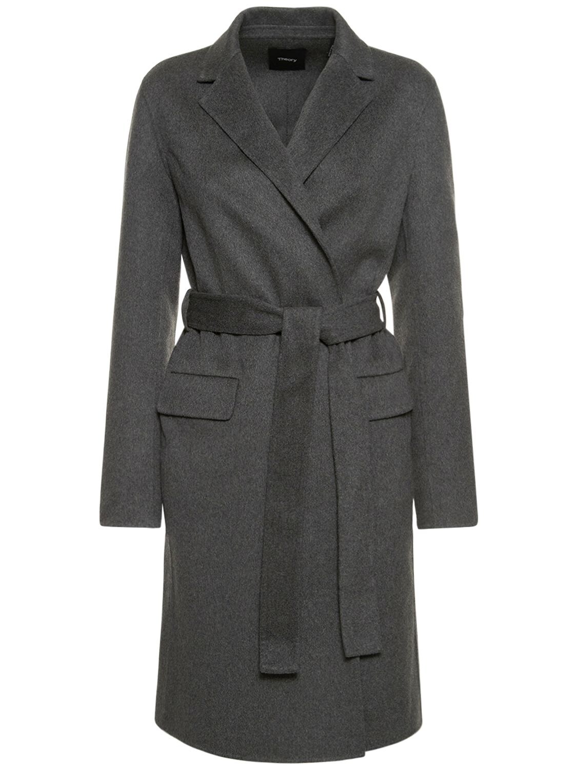 Theory Notch-lapel Wool And Cashmere-blend Coat In Black