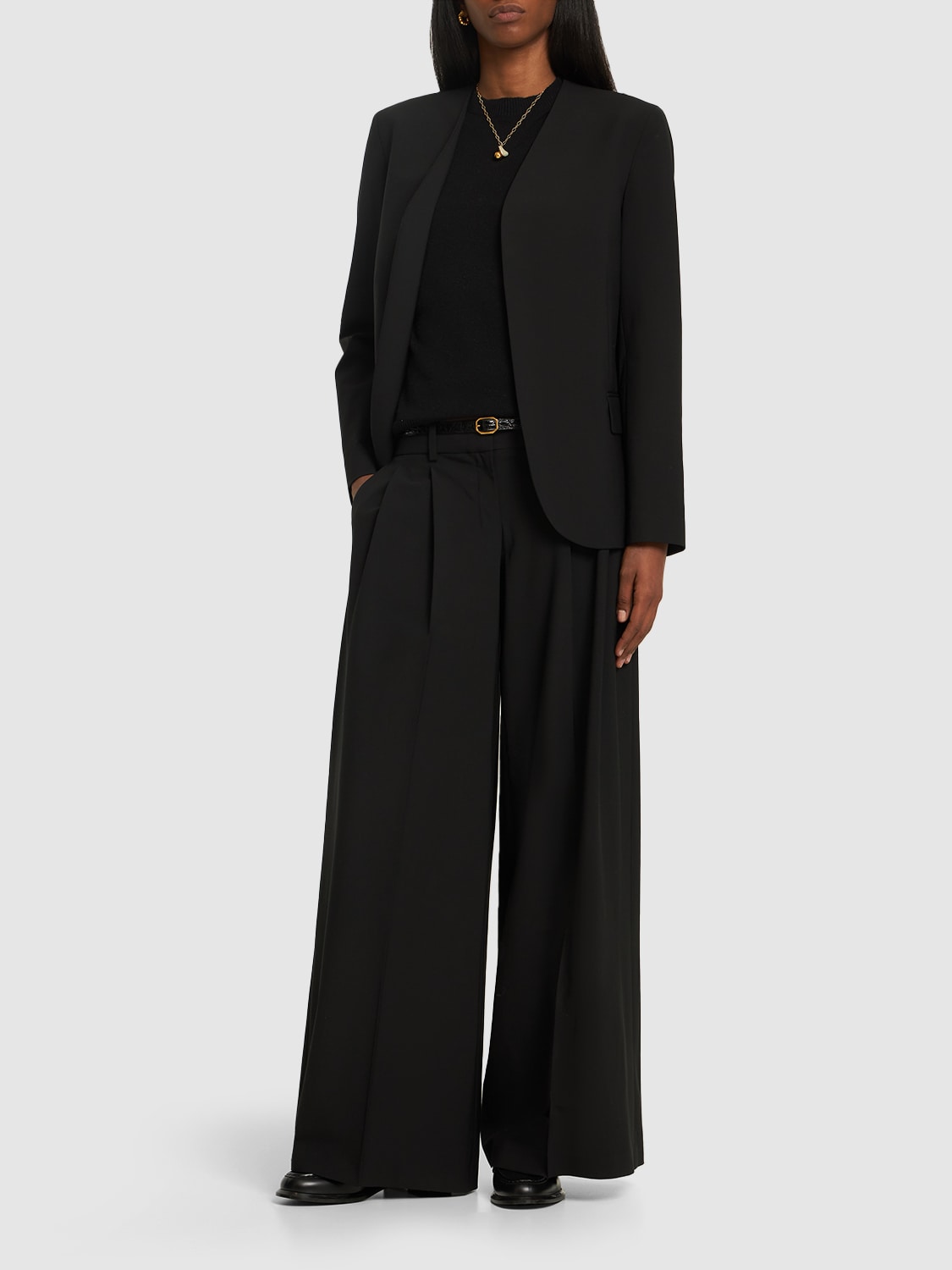 Shop Theory Low Rise Stretch Wool Pants In Black