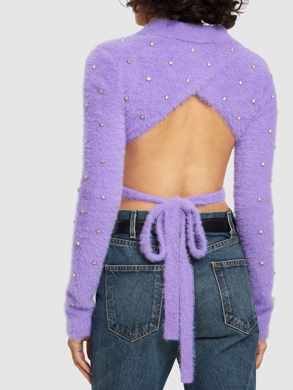 Shop Philosophy Di Lorenzo Serafini Embellished Fuzzy Sweater In Lilac