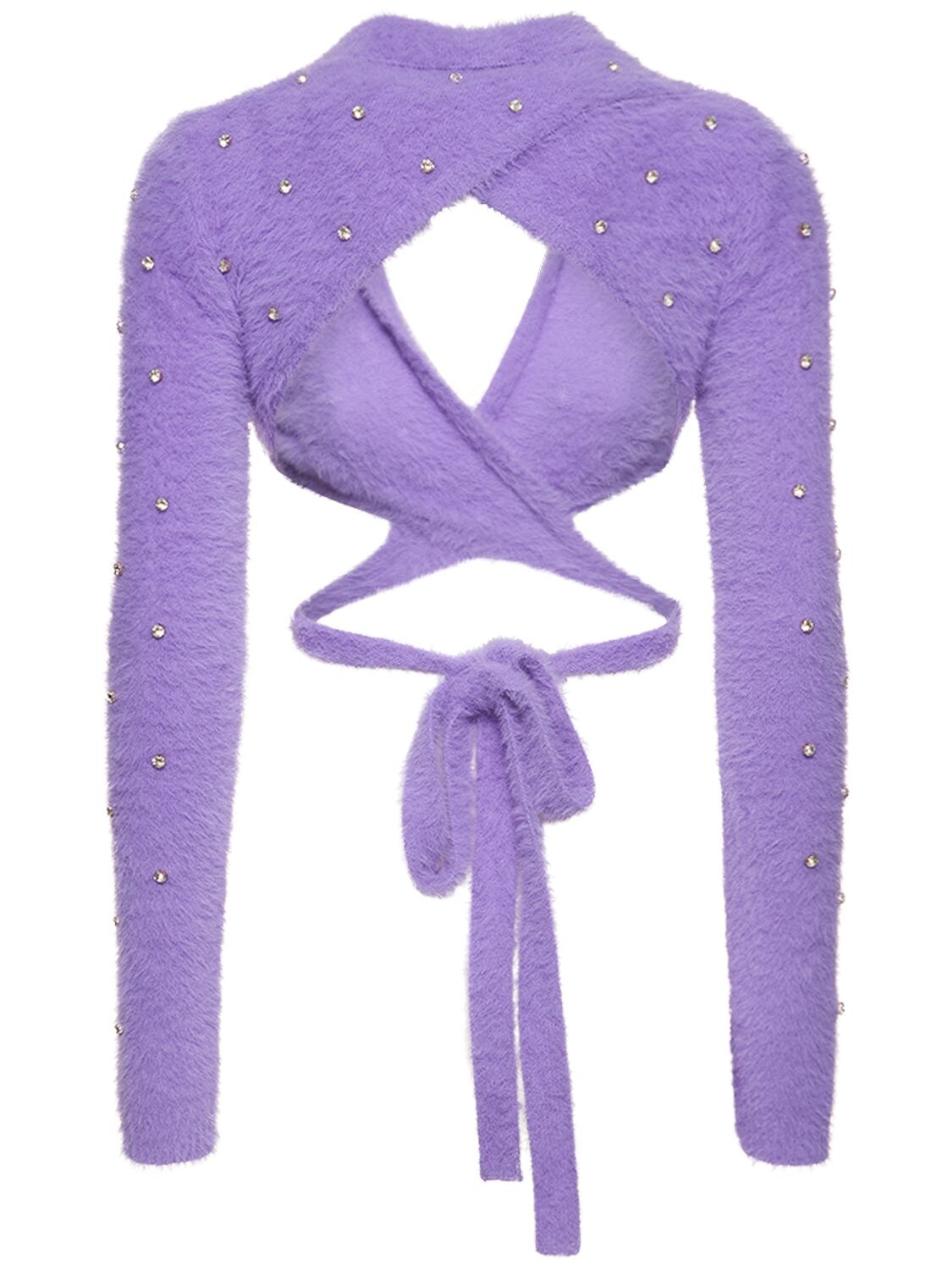 Shop Philosophy Di Lorenzo Serafini Embellished Fuzzy Sweater In Lilac
