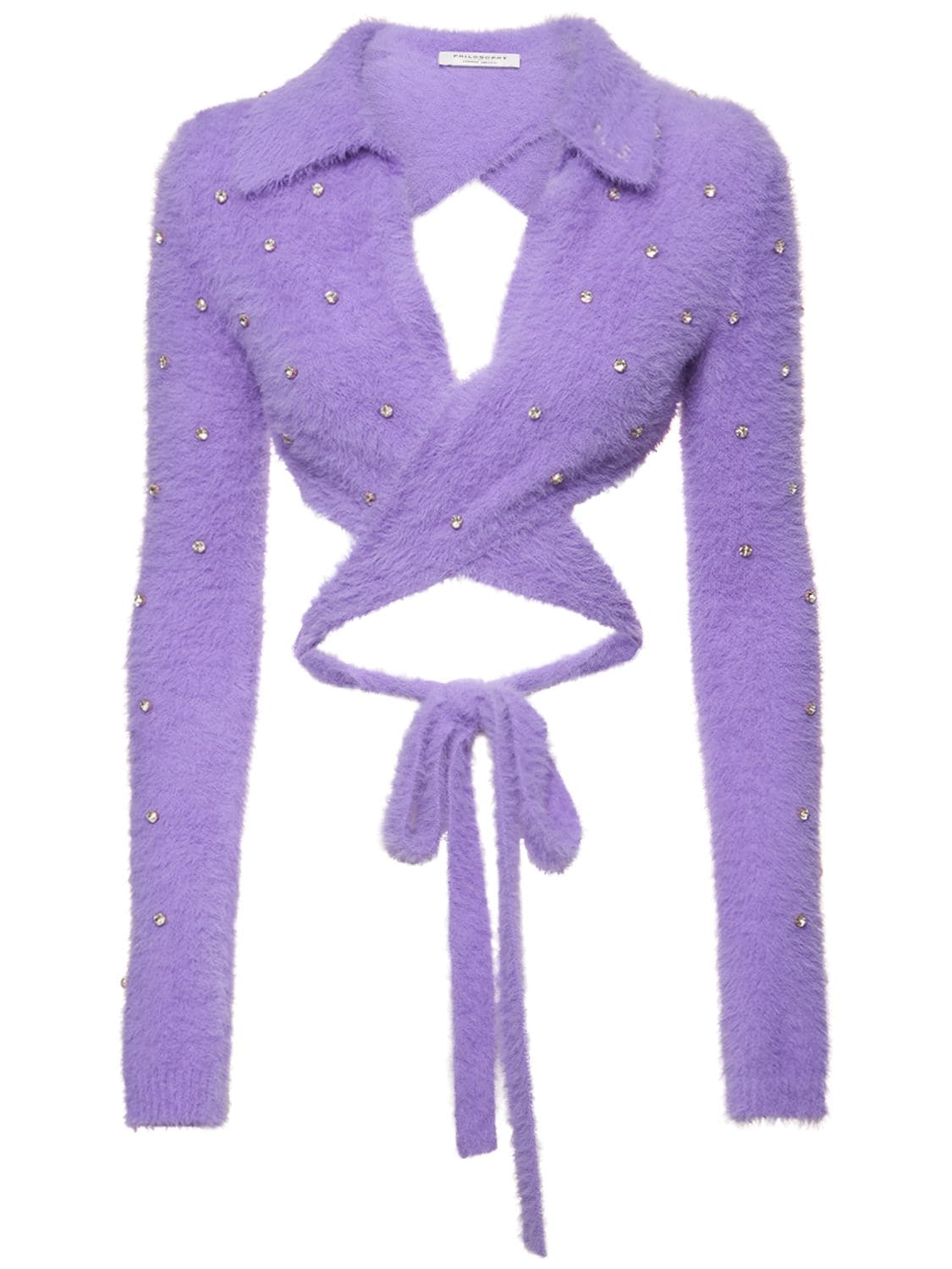 Philosophy Di Lorenzo Serafini Embellished Fuzzy Sweater In Lilac