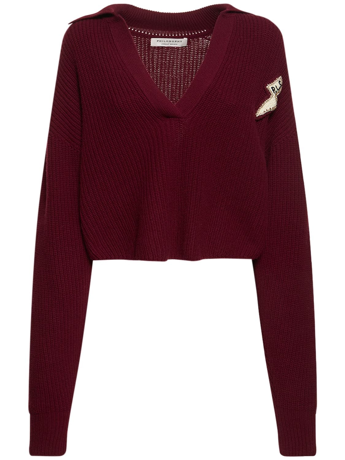Philosophy Di Lorenzo Serafini Embroidered Wool & Cashmere Sweater In Burgundy