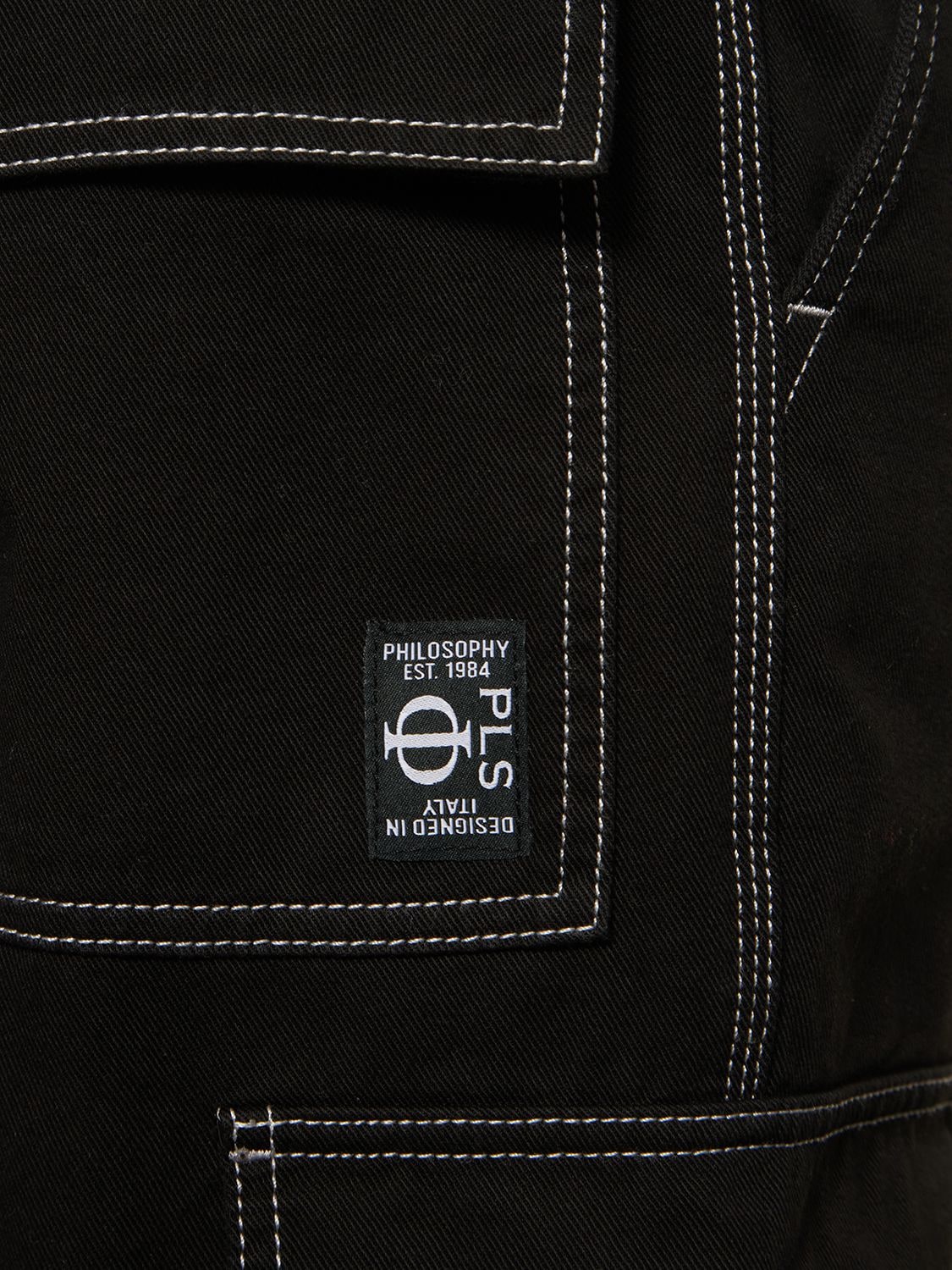 Shop Philosophy Di Lorenzo Serafini Straight Cotton Cargo Pants In Black