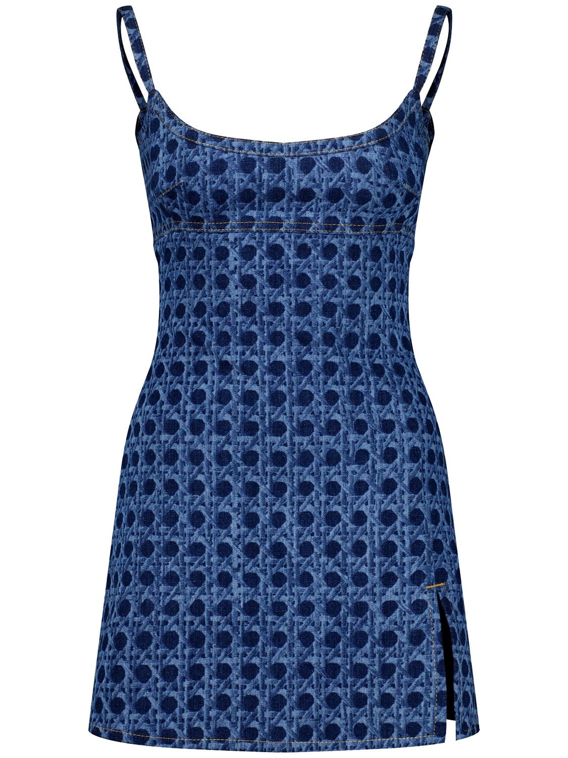 Giambattista Valli Printed Logo Denim Mini Dress In 블루