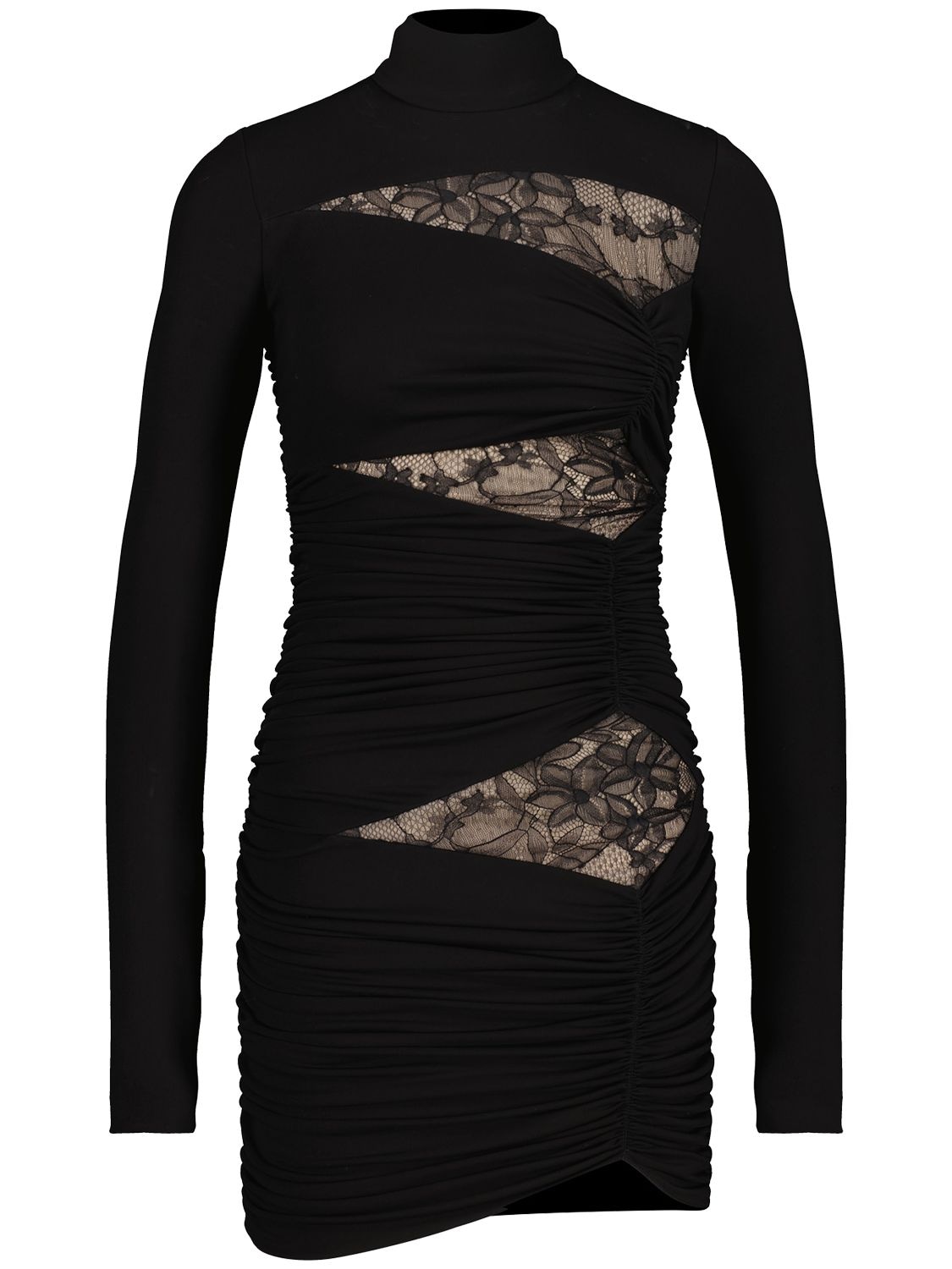 Image of Viscose Jersey Mini Dress W/lace Inserts
