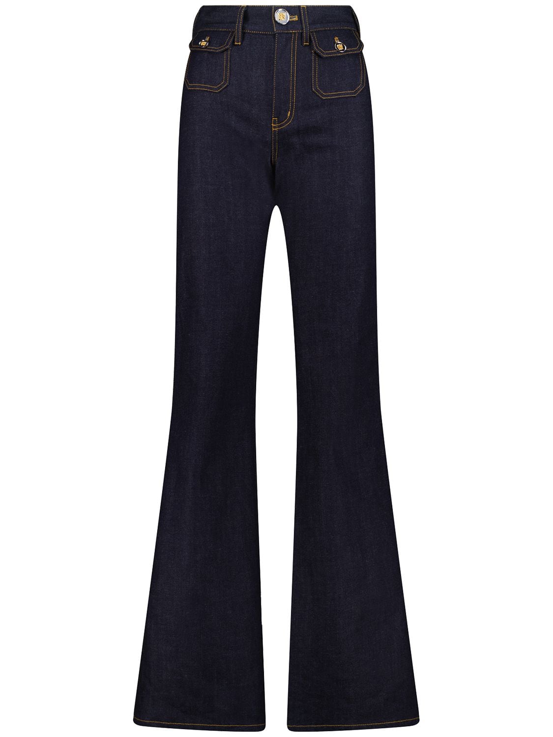 Image of Medium Waist Flared Denim Jeans