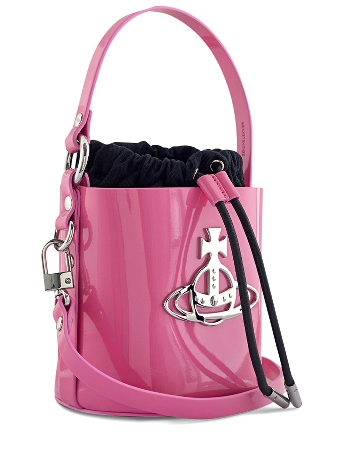 Shop Vivienne Westwood Small Daisy Patent Leather Bucket Bag In Pink