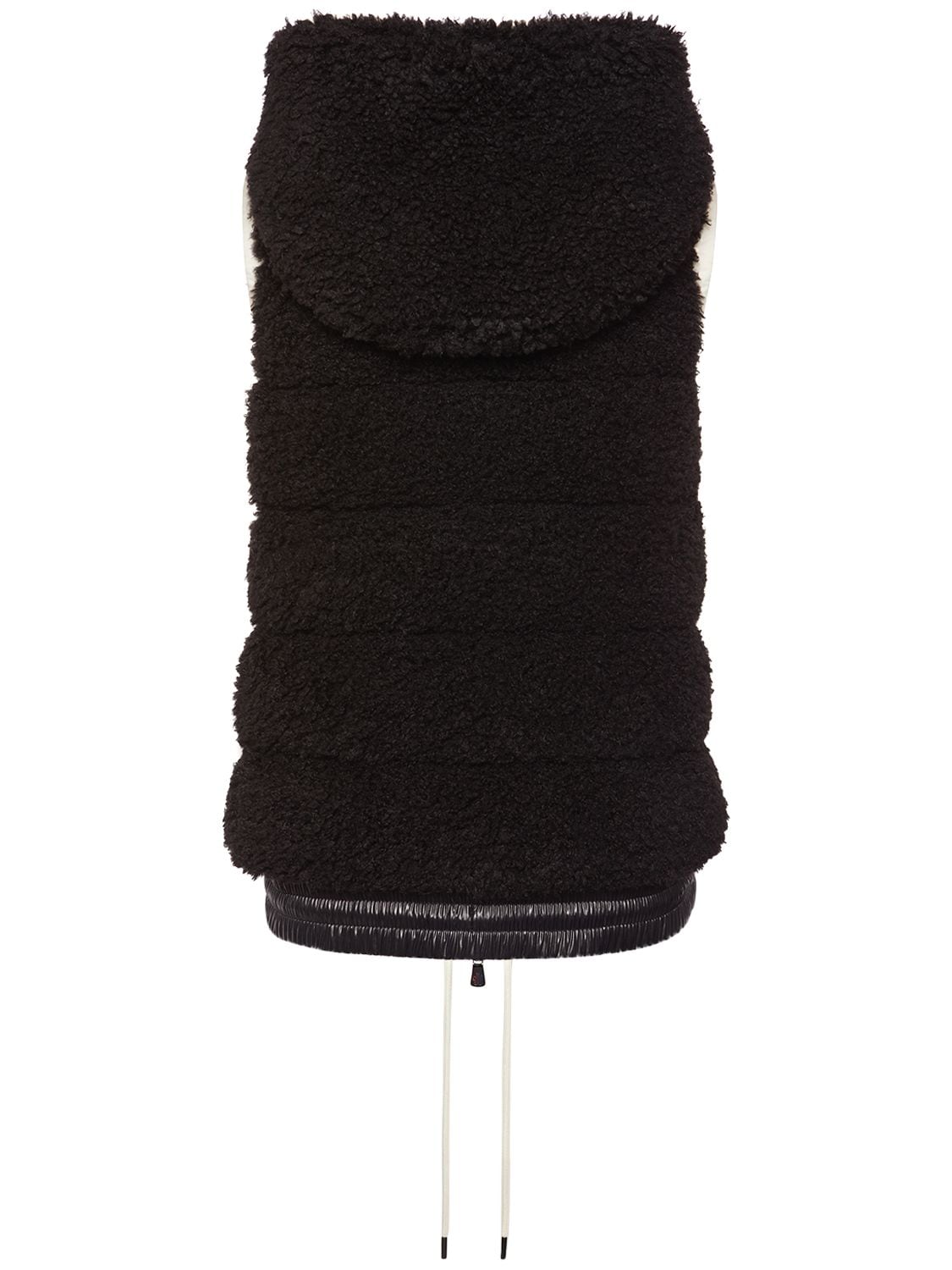 Shop Moncler Tech Teddy Down Vest With Hood In Black
