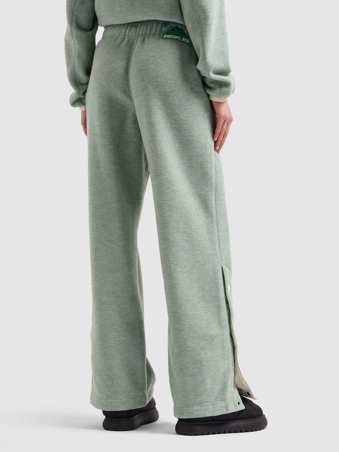 Shop Moncler Wool Blend Fleece Sweatpants In Chinois Green