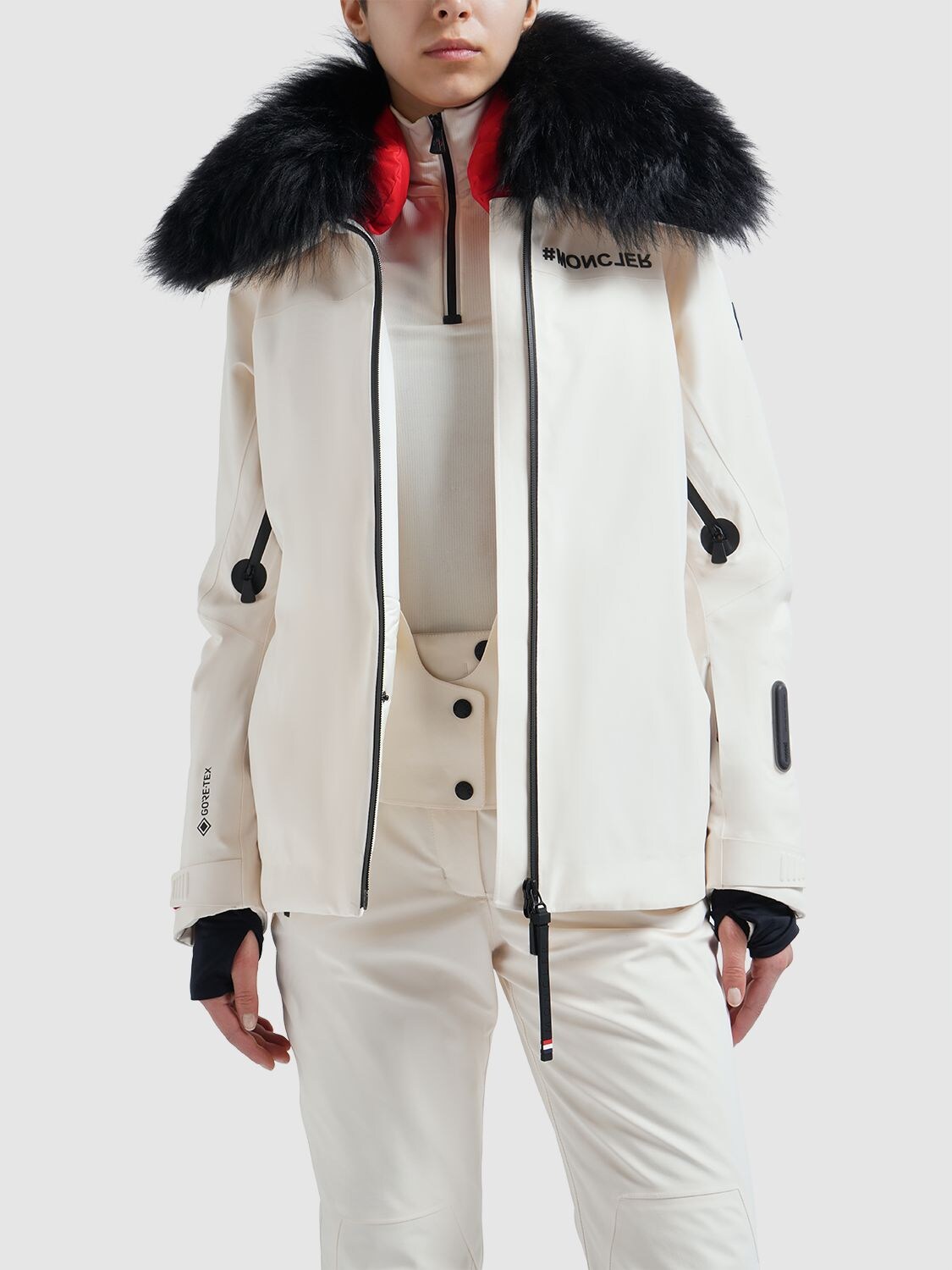 Shop Moncler Vizelle Tech Ski Down Jacket In White,black