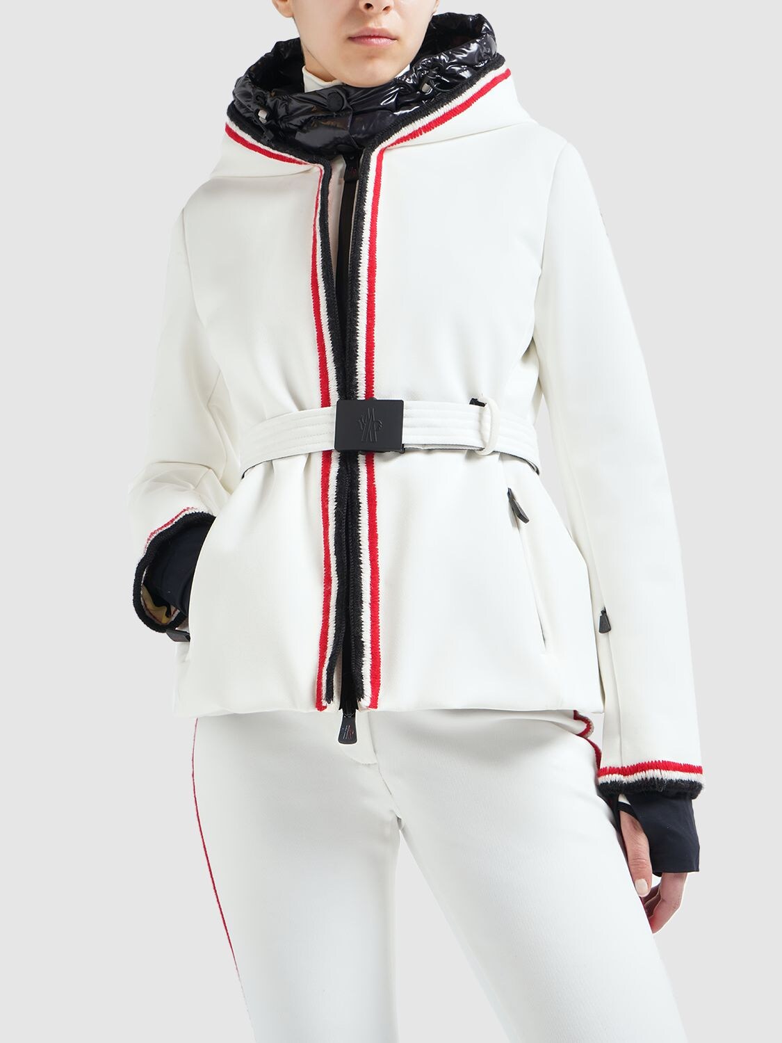 Shop Moncler Jockeys Tech Ski Down Jacket In White,multi