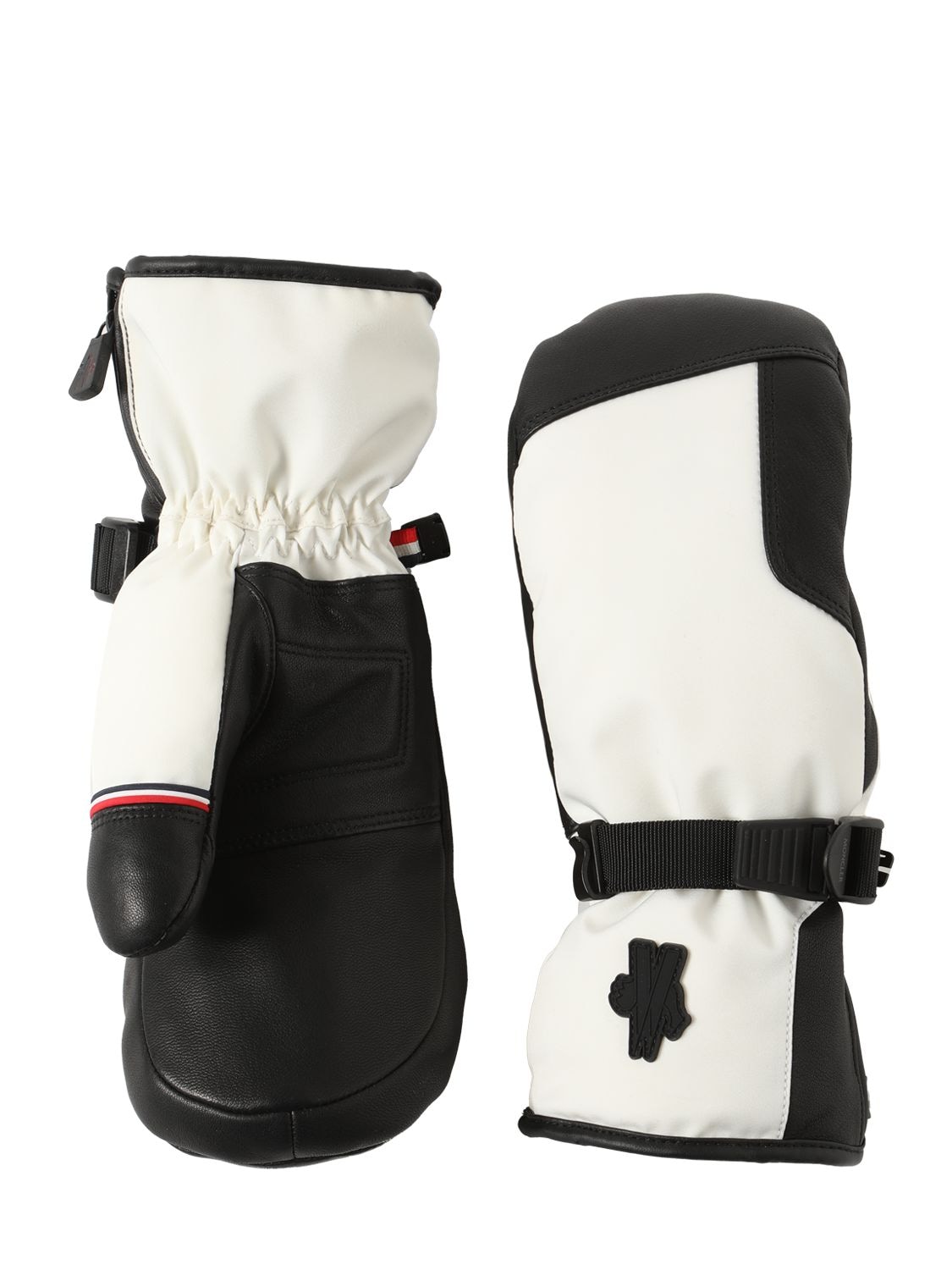 Moncler Padded Tech Mittens In Cream,black